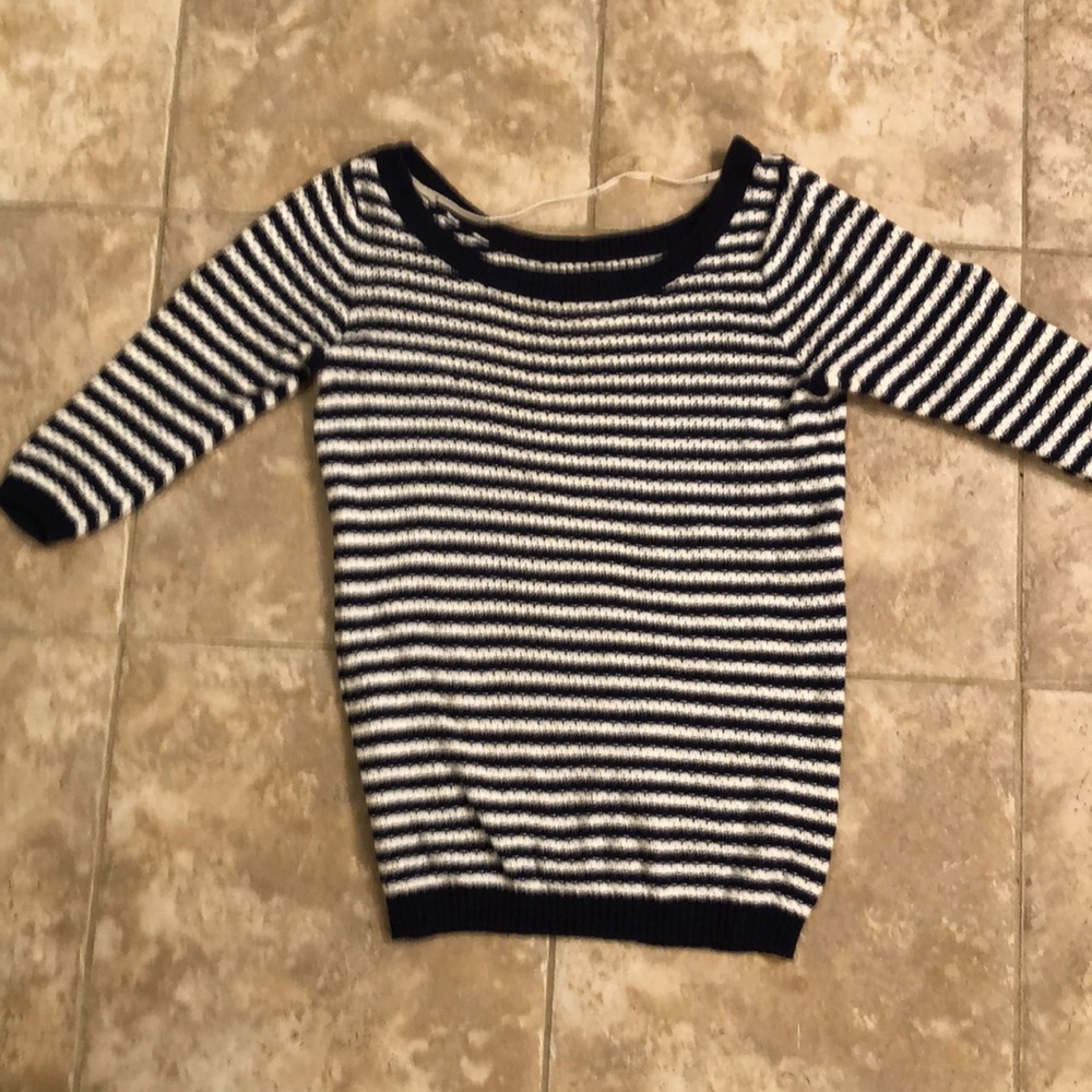 Blue and white striped sweater